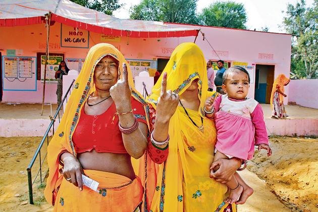 Not among the missing: Women, who have cast their vote for the state assembly elections, outside the polling station at Raisar village of Jaipur district in Rajasthan, on December 07, 2018. (NurPhoto via Getty Images) Not among the missing: Women, who have cast their vote for the state assembly elections, outside the polling station at Raisar village of Jaipur district in Rajasthan, on December 07, 2018. (NurPhoto via Getty Images)
