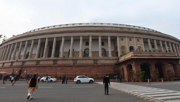 New Delhi, India- Dec 12, 2018: A view of Parliament House Building during the Parliament Winter Session in New Delhi, India on Wednesday, December 12, 2018. (Photo by Sonu Mehta/ Hindustan Times) (Sonu Mehta/HT PHOTO) New Delhi, India- Dec 12, 2018: A view of Parliament House Building during the Parliament Winter Session in New Delhi, India on Wednesday, December 12, 2018. (Photo by Sonu Mehta/ Hindustan Times) (Sonu Mehta/HT PHOTO)