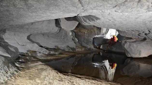 (Krem Umladaw, the cave with the deepest shaft in India. Photo Courtesy Marcel Dikstra, Netherlands)