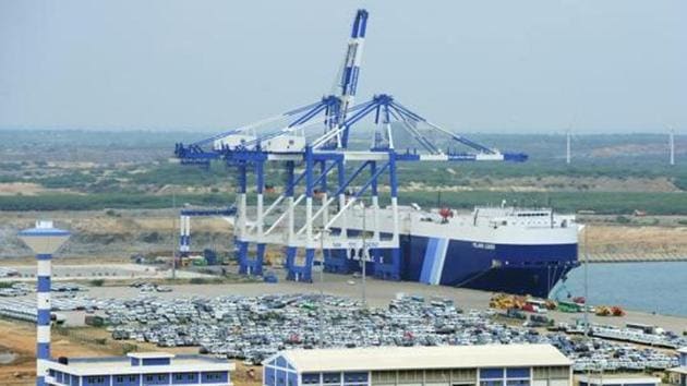 A general view of Sri Lanka's deep sea harbour port facilities at Hambantota. (AFP File Photo) A general view of Sri Lanka's deep sea harbour port facilities at Hambantota. (AFP File Photo)