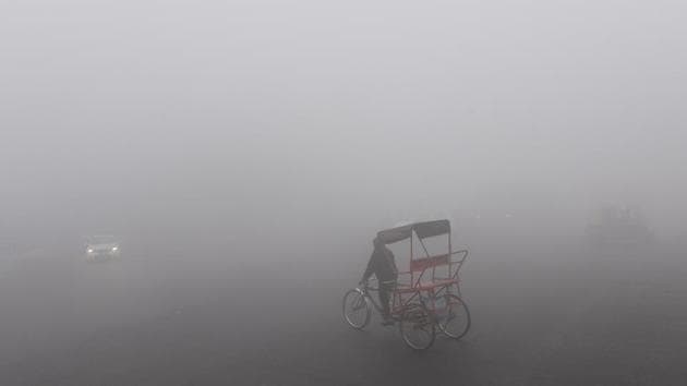 “I work for six to eight hours every day and my children eat and sleep outside most times of the year,” the father of five said. Singh earns a living by cycling passengers and cargo around Delhi on his rickshaw, inhaling dangerous concentrations of tiny pollutants. At best, he can wrap a rag over his mouth on smoggy days, a low-cost approach that does little to block the most dangerous particles. (Arvind Yadav / HT Archive) “I work for six to eight hours every day and my children eat and sleep outside most times of the year,” the father of five said. Singh earns a living by cycling passengers and cargo around Delhi on his rickshaw, inhaling dangerous concentrations of tiny pollutants. At best, he can wrap a rag over his mouth on smoggy days, a low-cost approach that does little to block the most dangerous particles. (Arvind Yadav / HT Archive)