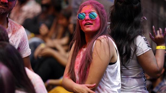 Holi is famous as Basant Utsav in rural India. It is one of the major festivals in India and is celebrated with extreme enthusiasm and joy. Gulal, abeer and pichkaris are synonymous with the festival. (RAHUL RAUT/HT PHOTO) 