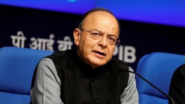 Finance minister Arun Jaitley during a press conference in New Delhi.(REUTERS)