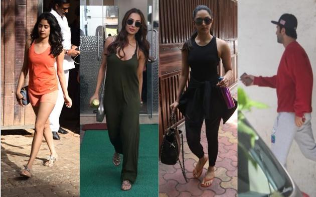 Janhvi Kapoor, Malaika Arora, Kiara Advani and Ranbir Kapoor spotted in Mumbai on Friday.(Varinder Chawla)