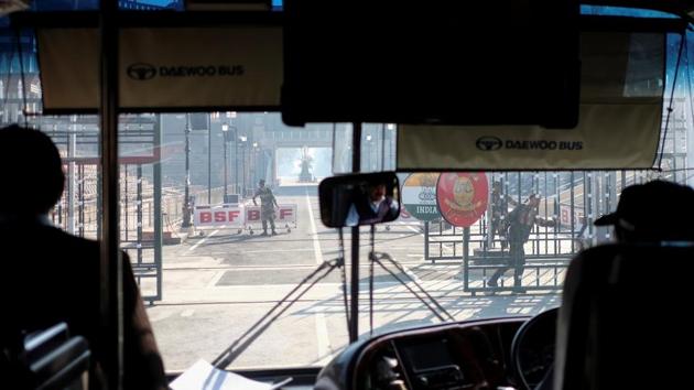 Border guards open the gate for the bus at the Wagah-Attari crossing. Though the bus, inaugurated in 1999 by then-prime minister Atal Bihari Vajpayee, has been briefly suspended over the years, it ran uninterrupted through the Kargil War. Neither has it been cancelled over the tensions of the last month, although passenger numbers dropped into the single digits. (Alasdair Pal / REUTERS) Border guards open the gate for the bus at the Wagah-Attari crossing. Though the bus, inaugurated in 1999 by then-prime minister Atal Bihari Vajpayee, has been briefly suspended over the years, it ran uninterrupted through the Kargil War. Neither has it been cancelled over the tensions of the last month, although passenger numbers dropped into the single digits. (Alasdair Pal / REUTERS)