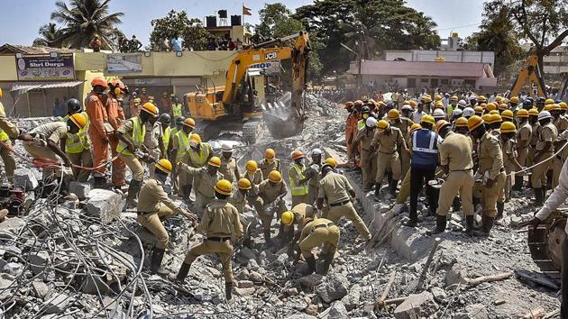 The Dharwad building collapse death toll mounted to 14 on Friday, Director General of Police (Fire and Emergency Services) MN Reddy confirmed. Rescue operations led by teams of National Disaster Response Force (NDRF) and State Disaster Response Force are still underway. (PTI) The Dharwad building collapse death toll mounted to 14 on Friday, Director General of Police (Fire and Emergency Services) MN Reddy confirmed. Rescue operations led by teams of National Disaster Response Force (NDRF) and State Disaster Response Force are still underway. (PTI)