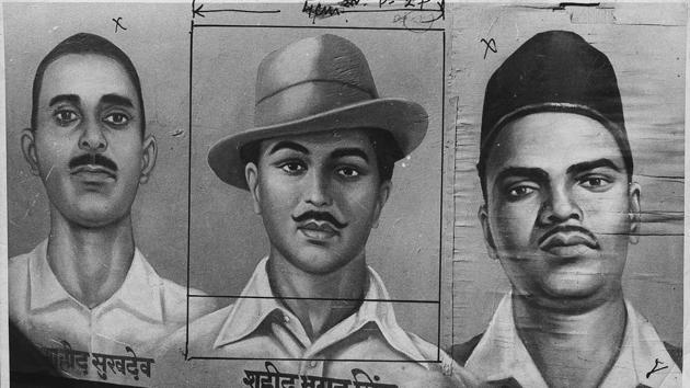 That was Bhagat Singh (23 at the time of his death) (centre), who, along with his comrades, Sukhdev (23) (L) and Rajguru (22), were hanged on this day in 1931(HT Photo /Virendra Prabhakar)