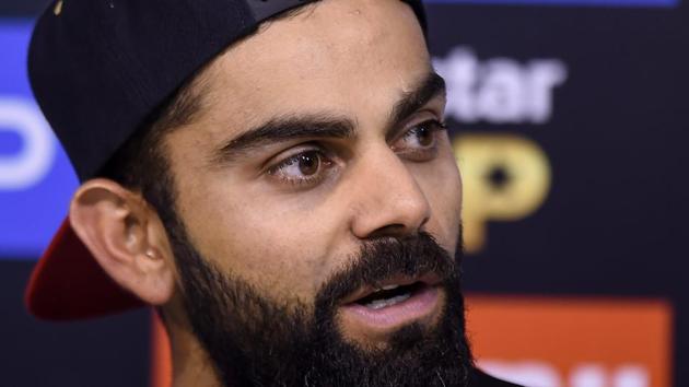 Royal Challengers Bangalore (RCB) skipper Virat Kohli addresses a press conference.(PTI)