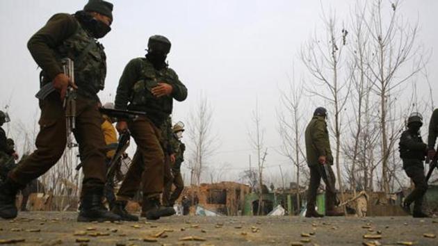 At least five terrorists, including two of the Jaish-e-Mohammed group, have been killed in the last 24 hours by security forces in three districts of the Kashmir valley, Indian Army and police officials said on Friday. (HT File Photo) At least five terrorists, including two of the Jaish-e-Mohammed group, have been killed in the last 24 hours by security forces in three districts of the Kashmir valley, Indian Army and police officials said on Friday. (HT File Photo)