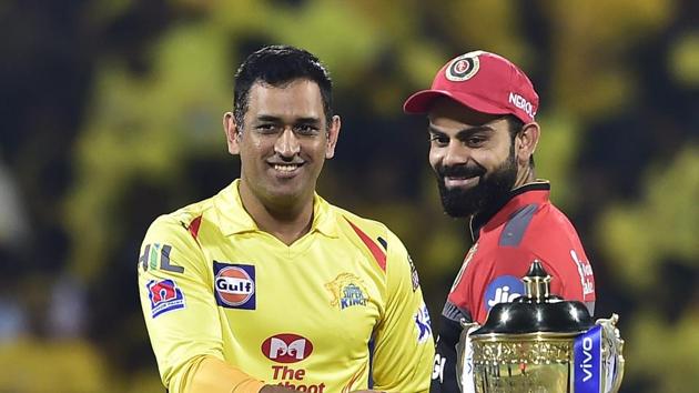 Chennai: Skipper MS Dhoni of Chennai Super Kings and Skipper Virat Kohli of Royal Challengers Bangalore during the first match of 12th edition of the Indian Premier League 2019 (PTI) Chennai: Skipper MS Dhoni of Chennai Super Kings and Skipper Virat Kohli of Royal Challengers Bangalore during the first match of 12th edition of the Indian Premier League 2019 (PTI)