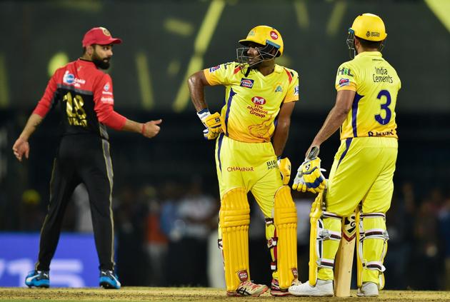 Chennai: Chennai Super Kings (CSK) players Suresh Raina and Ambati Rayudu during the first match of 12th edition of the Indian Premier League (PTI)