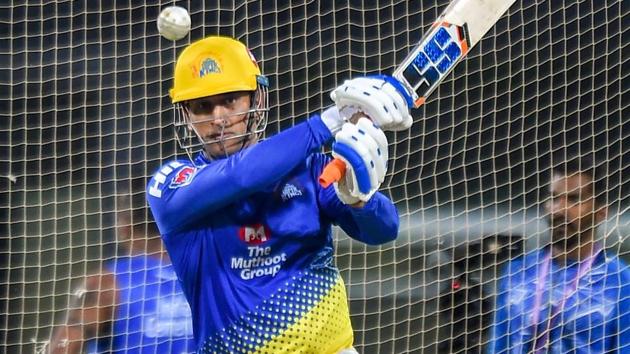 Chennai Super Kings (CSK) skipper MS Dhoni during a practice session ahead of IPL 2019.(PTI)