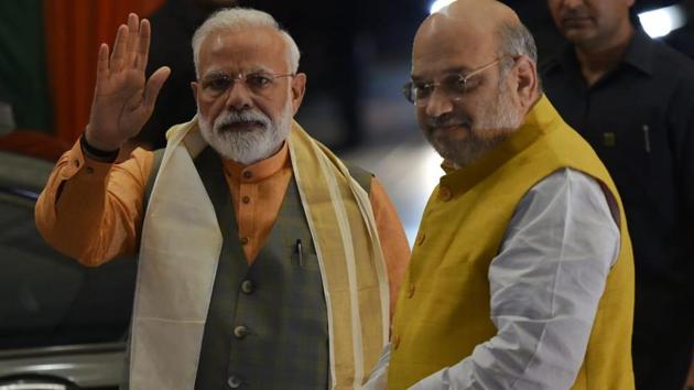 PM Modi with BJP president Amit Shah(Photo: Vipin Kumar/ HT Photo)