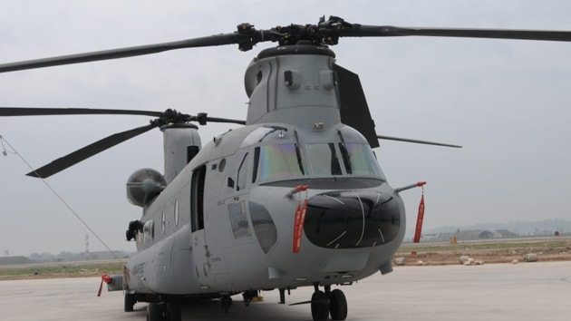 The Indian Air Force (IAF) received its first CH-47F (I) Chinook on February 10 at the Mundra port in Gujarat.(Keshav Singh/HT Photo)