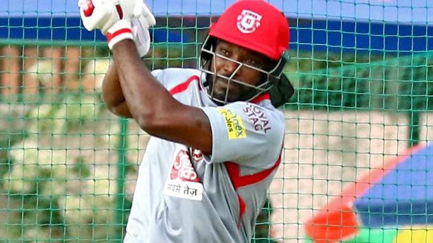 Kings XI Punjab player Chris Gayle during the practice session.(PTI) Kings XI Punjab player Chris Gayle during the practice session.(PTI)