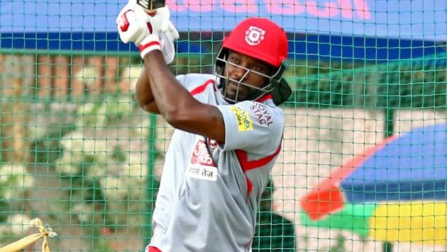 Jaipur: Kings XI Punjab player Chris Gayle during the practice session on the eve of IPL-T20 match against Rajasthan Royal, in Jaipur, Sunday, March 24, 2019(PTI)