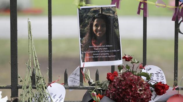 A tribute of a victim of mosque shooting, Ansi Alibava, hangs on a wall at the Botanical Gardens in Christchurch, New Zealand on March 21.(AP Photo)