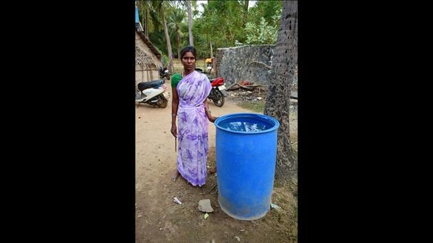 In the shadow of the Nemmelli desalination plant, in Sulerikadu village, ground water is brackish and yellow. The men of the village receive employment once in one-and-a-half months under a rotation system of the panchayat and must wait their turn. The jobs they were promised at the plant have not materialised. They still have to pay Rs. 30 per bubble top for their drinking water needs. (Gayatri Jayaraman / HT Photo) In the shadow of the Nemmelli desalination plant, in Sulerikadu village, ground water is brackish and yellow. The men of the village receive employment once in one-and-a-half months under a rotation system of the panchayat and must wait their turn. The jobs they were promised at the plant have not materialised. They still have to pay Rs. 30 per bubble top for their drinking water needs. (Gayatri Jayaraman / HT Photo)
