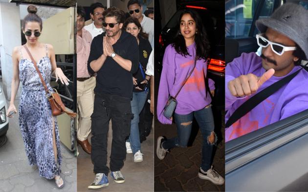 Malaika Arora, Shah Rukh Khan, Janhvi Kapoor and Ranveer Singh spotted by the paparazzi.(Varinder Chawla)
