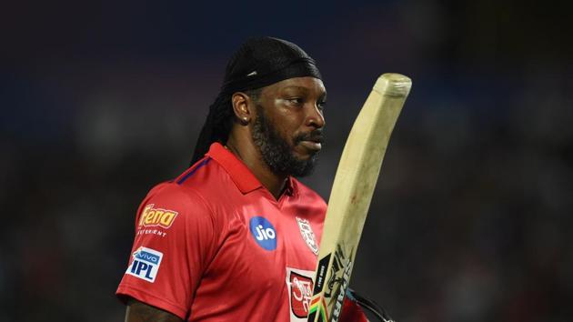 Kings XI Punjab Chris Gayle walks back to the pavilion after a brilliant innings against Rajasthan Royals. (AFP) Kings XI Punjab Chris Gayle walks back to the pavilion after a brilliant innings against Rajasthan Royals. (AFP)