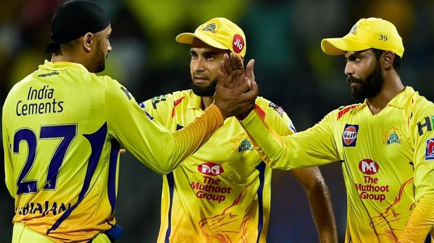 Chennai Super Kings' spinners Harbhajan Singh, Imran Tahir and Ravindra Jadeja. (PTI) Chennai Super Kings' spinners Harbhajan Singh, Imran Tahir and Ravindra Jadeja. (PTI)