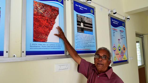 Water budgets being spent on desalination plants are pointless and work for countries like the United Arab Emirates that do not receive rain, said Chennai’s rain man Sekhar Raghavan, under whose guidance late chief minister J Jayalalithaa mandated replenishing groundwater into law. New vertical colonies burdened by tanker costs are increasingly turning to him to put in rainwater harvesting systems now, he said. (Gayatri Jayaraman / HT Photo) Water budgets being spent on desalination plants are pointless and work for countries like the United Arab Emirates that do not receive rain, said Chennai’s rain man Sekhar Raghavan, under whose guidance late chief minister J Jayalalithaa mandated replenishing groundwater into law. New vertical colonies burdened by tanker costs are increasingly turning to him to put in rainwater harvesting systems now, he said. (Gayatri Jayaraman / HT Photo)