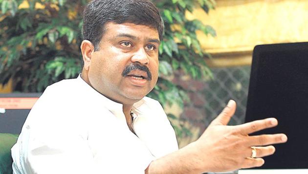 Senior BJP leader and its former candidate from Bargarh Lok Sabha seat, Subash Chouhan quit the party on Tuesday accsuing Union minister Dharmendra Pradhan (above) of running the party like a fiefdom.(HT PHOTO)