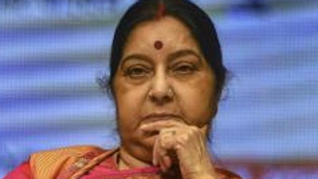 External Affairs Minister Sushma Swaraj took a dig at Pakistan Prime Minister Imran Khan while demanding justice for the two minor Hindu girls who were allegedly abducted, forcibly converted and married to Muslim men in the Sindh province.(PTI)
