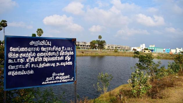 Chennai, the capital of Tamil Nadu, is facing an acute water crisis owing to the city’s unchecked growth. Residents rely on water from natural resources from the outskirts of the city. In Vengaivasal, once considered the outskirts of Chennai and now subsumed by the city’s suburbs, the two aeris, periyeri and chitteri, have been stubbornly protected against encroachments, construction and water pilfering by the local community. (Gayatri Jayaraman / HT Photo) Chennai, the capital of Tamil Nadu, is facing an acute water crisis owing to the city’s unchecked growth. Residents rely on water from natural resources from the outskirts of the city. In Vengaivasal, once considered the outskirts of Chennai and now subsumed by the city’s suburbs, the two aeris, periyeri and chitteri, have been stubbornly protected against encroachments, construction and water pilfering by the local community. (Gayatri Jayaraman / HT Photo)