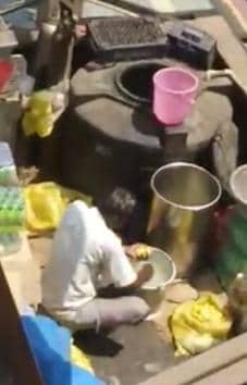 A video grab of a railway stall vendor using the water in which he washed his hands to prepare lemonade goes viral.(HT PHOTO)