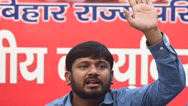 Kanhaiya Kumar is the Left candidate and will take on Union Minister and Bharatiya Janata Party (BJP) leader Giriraj Singh in Begusarai.(HT File Photo)