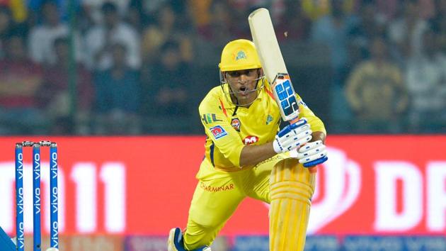 Chennai Super Kings’ MS Dhoni reacts as he plays a shot against Delhi Capitals. (AFP) Chennai Super Kings’ MS Dhoni reacts as he plays a shot against Delhi Capitals. (AFP)