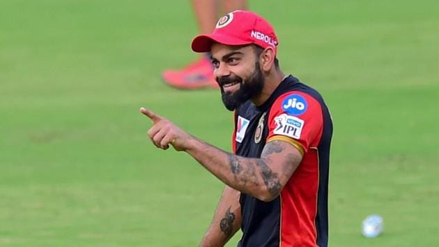 RCB skipper Virat Kohli during a practice session.(PTI)