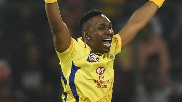 CSK Bowler Dwayne Bravo makes an appeal during the Indian Premier League (IPL T20 2019) cricket match between Chennai Super Kings (CSK) and Delhi Capital (DC) at Feroz Shah Kotla Cricket Stadium in New Delhi, Tuesday, March 26, 2019.(PTI)