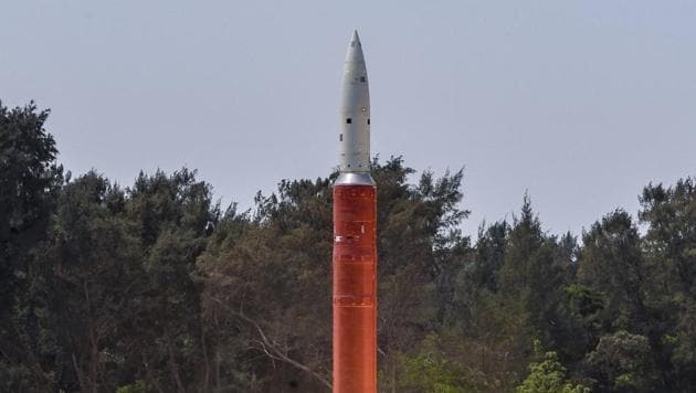 Ballistic Missile Defence (BMD) Interceptor missile being launched by DRDO in an Anti-Satellite (A-SAT) missile test ‘Mission Shakti’ engaging an Indian orbiting target satellite in Low Earth Orbit (LEO) in a ‘Hit to Kill’ mode from Abdul Kalam Island, Odisha, Wednesday, March 27, 2019.(PTI file photo)