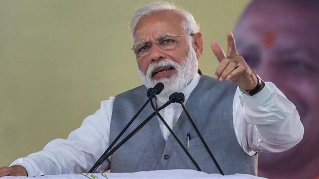 BJP media incharge Vimal Katiyar said the PM Modi’s programme is yet to be finalised by the party high command, but he is likely to hold 12 Vijay Sankalp rallies in Rajasthan.(PTI)