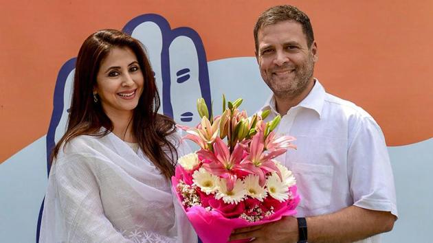 Bollywood actor Urmila Matondkar on Tuesday joined the Congress. The ‘Masoom’ (1983) child actress is said to be in the reckoning for a Congress nomination from Mumbai North Lok Sabha constituency. Matondkar, 45, has been doing the rounds since the past few days as a possible candidate as the Congress grappled for an effective counter to the BJP. (Twitter / PTI) Bollywood actor Urmila Matondkar on Tuesday joined the Congress. The ‘Masoom’ (1983) child actress is said to be in the reckoning for a Congress nomination from Mumbai North Lok Sabha constituency. Matondkar, 45, has been doing the rounds since the past few days as a possible candidate as the Congress grappled for an effective counter to the BJP. (Twitter / PTI)