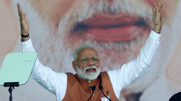 India's Prime Minister Narendra Modi gestures as he addresses an election campaign rally in Meerut in the northern Indian state of Uttar Pradesh, India, March 28, 2019. REUTERS/Adnan Abidi(REUTERS)