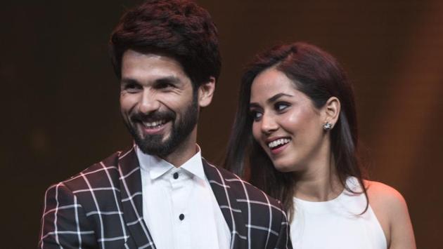 Shahid Kapoor with his wife Mira Rajput during HT India's Most Stylish Awards in 2018. (Satish Bate/HT Photo) 