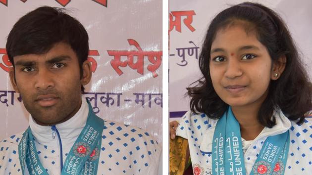 (Left) Hujefa Shaikh and Srushti Bandal are the students of Jai Vakeel Special School in Talegaon Dabhade.(HT PHOTO)