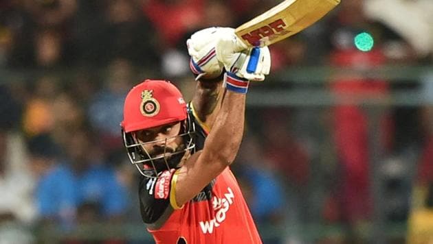 RCB batsman Virat Kohli plays a shot during the Indian Premier League 2019 (IPL T20) cricket match between Royal Challengers Bangalore (RCB) and Mumbai Indians (MI) at Chinnaswamy Stadium in Bengaluru(PTI)