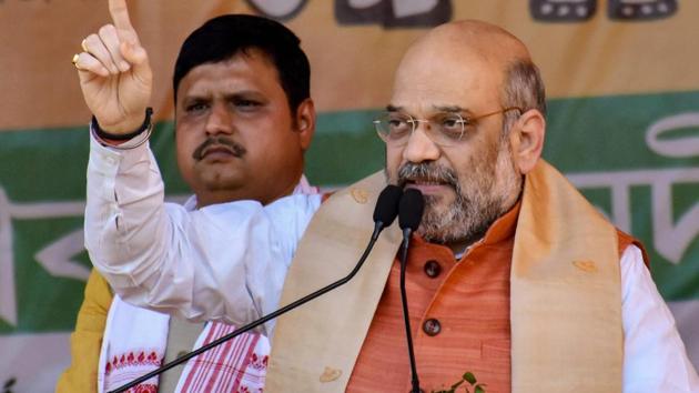 Amit Shah also slammed the erstwhile Tarun Gogoi-led Congress government in the state for allegedly settling illegal immigrants inside the Kaziranga National Park.(PTI) Amit Shah also slammed the erstwhile Tarun Gogoi-led Congress government in the state for allegedly settling illegal immigrants inside the Kaziranga National Park.(PTI)