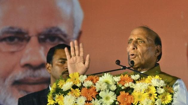 Asked how he would justify PM Modi’s unprecedented announcement after the model code of conduct had kicked-in, Rajnath Singh said the event itself was unprecedented(PTI)