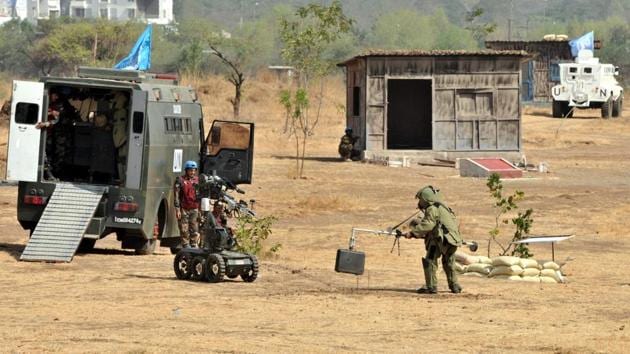 The validation exercise of Afindex 2019 was followed by an equipment display organised under the aegis of the Federation of Indian Chambers of Commerce and Industry (FICCI) at the Aundh Military Station. (HT PHOTO) 