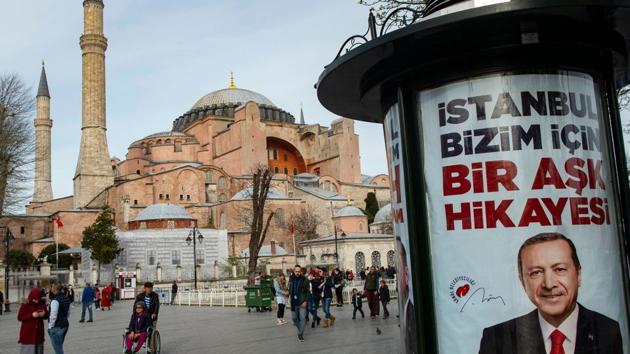 The former church and mosque, now a museum, often sparks tensions between Christians and Muslims over Islamic activities held there, including the reading of verses from the Koran or collective prayers.(AFP)