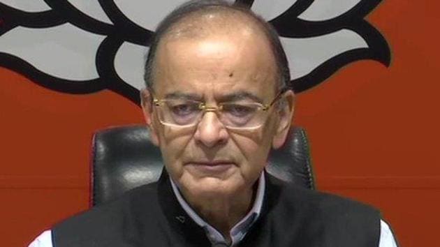 Union minister Arun Jaitley during a press conference on March 29.(Twitter/ANI Photo)