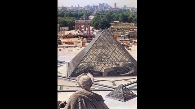 The construction site of the Louvre Pyramid on July 28, 1988. The sphinx-like Mitterrand, who had embarked on a string of grand projects to transform the French capital, hedged his bets from the start. “It’s a good idea, but like all good ideas it is difficult to do,” the wily old Socialist leader had warned his culture minister Jack Lang. (Joel Robine / AFP File) The construction site of the Louvre Pyramid on July 28, 1988. The sphinx-like Mitterrand, who had embarked on a string of grand projects to transform the French capital, hedged his bets from the start. “It’s a good idea, but like all good ideas it is difficult to do,” the wily old Socialist leader had warned his culture minister Jack Lang. (Joel Robine / AFP File)