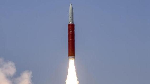 Ballistic Missile Defence (BMD) Interceptor missile being launched by Defence Research and Development Organisation (DRDO) in an Anti-Satellite (A-SAT) missile test ‘Mission Shakti’ engaging an Indian orbiting target satellite in Low Earth Orbit (LEO) in a ‘Hit to Kill’ mode from Abdul Kalam Island, Odisha, Wednesday, March 27, 2019.(PTI)