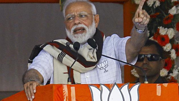The Prime Minister lashed out at Chandrababu Naidu for joining hands with corrupt “bail gadi” politicians who were going around the country on bail.(PTI) The Prime Minister lashed out at Chandrababu Naidu for joining hands with corrupt “bail gadi” politicians who were going around the country on bail.(PTI)