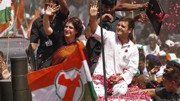 Asked about Priyanka Gandhi contesting the election, the Congress chief said candidate selection is an ongoing process and the party has announced over 300 candidates so far. (Hindustan Times) Asked about Priyanka Gandhi contesting the election, the Congress chief said candidate selection is an ongoing process and the party has announced over 300 candidates so far. (Hindustan Times)